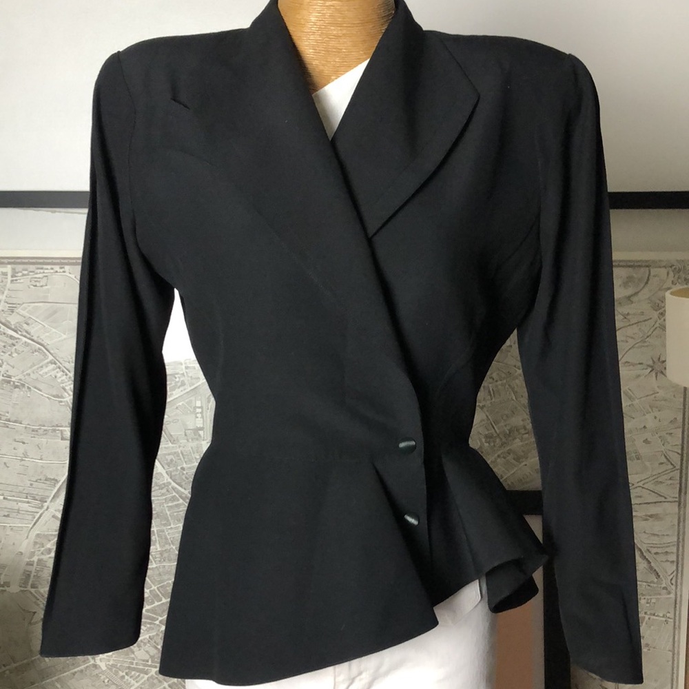 MUGLER Black Women's Tailored Peplum Jacket Size 40 - Picture 4 of 16